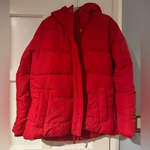 ABERCROMBIE puffer for women. Size L. Sherpa hood.